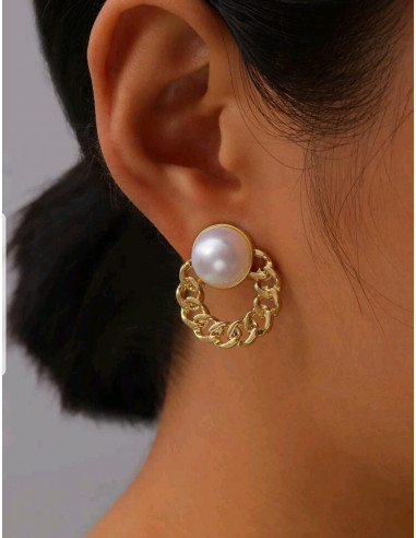boucles d'oreille chaine perles