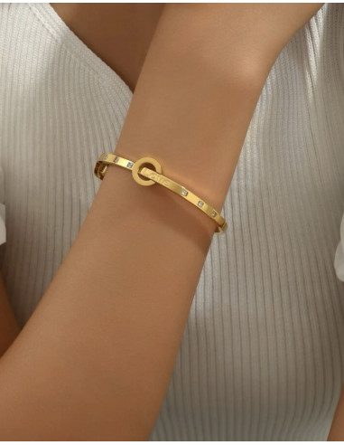 Bracelets zircon acier inoxydable dorée