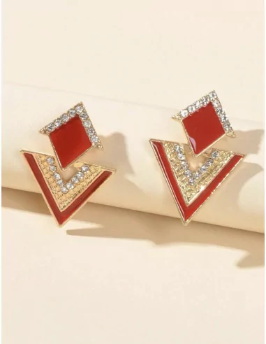 Boucles d'oreille triangle rouge strass