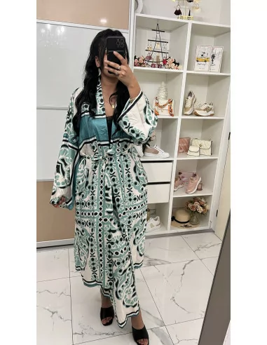 Ensemble kimono + pantalon imprimé