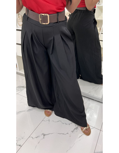 Pantalon ample noir avec ceinture 200752