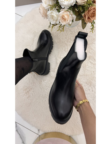 Bottines noires zip or 021