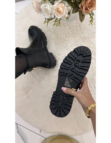 Bottines noires zip or 021