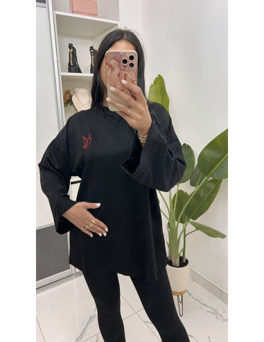 Pull long oversize piment en coton