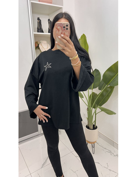 Pull oversize noir étoile de mer