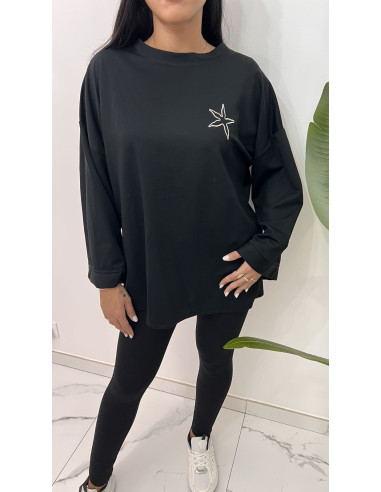 Pull oversize noir étoile de mer