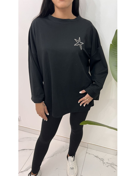 Pull oversize noir étoile de mer
