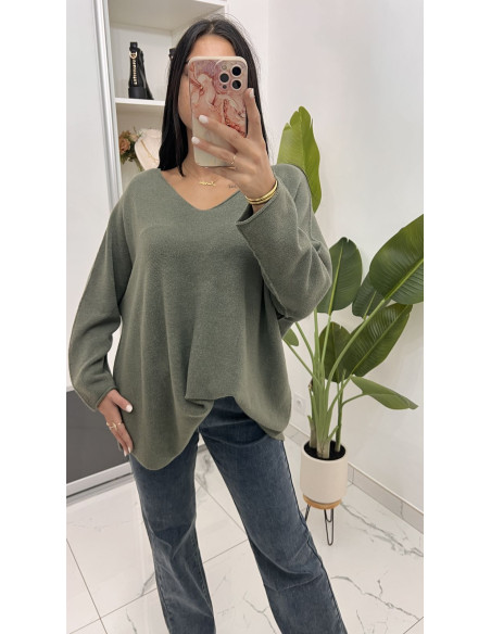 Pull maxi col v grande taille