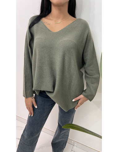 Pull maxi col v grande taille