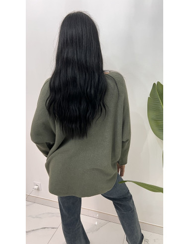 Pull maxi col v grande taille
