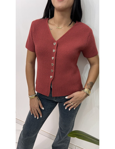 Pull épais boutons bijoux