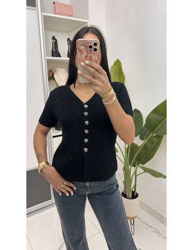 Pull épais boutons bijoux