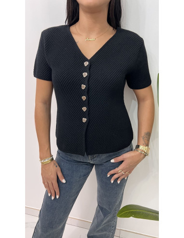 Pull épais boutons bijoux