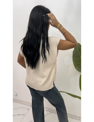Pull doux col V en viscose côté ouvert