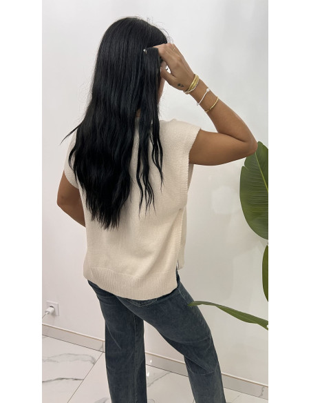Pull doux col V en viscose côté ouvert