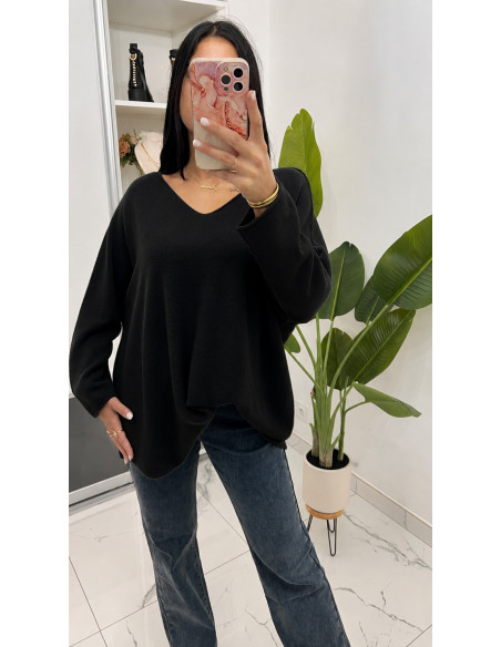 Pull maxi col v grande taille