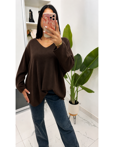 Pull maxi col v grande taille