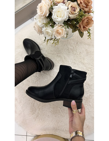 Bottines basses noires bi-matière