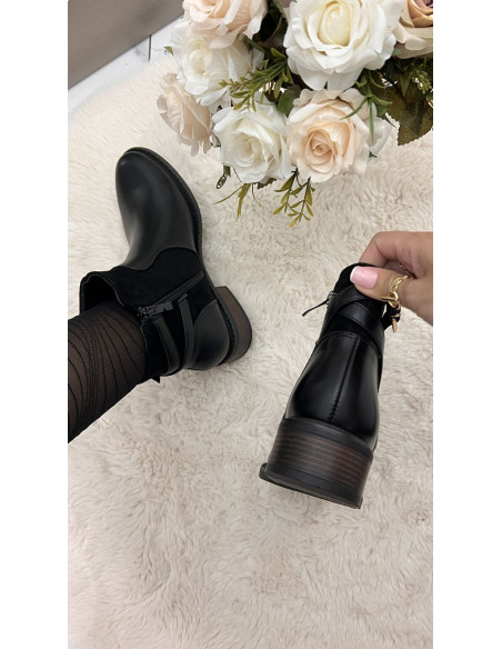 Bottines basses noires bi-matière