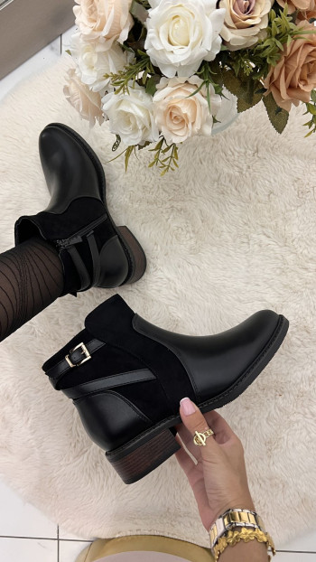 Bottines basses noires bi-matière