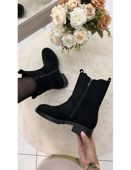 Bottines effet daim noire
