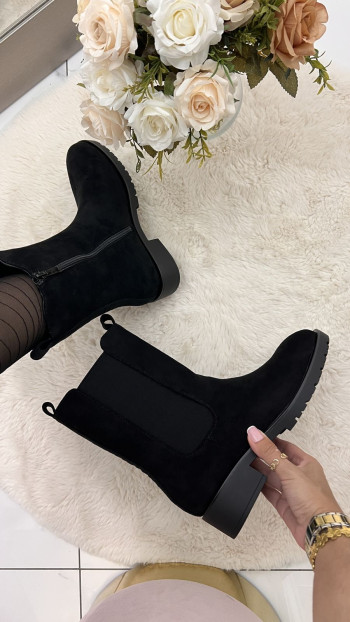 Bottines effet daim noire