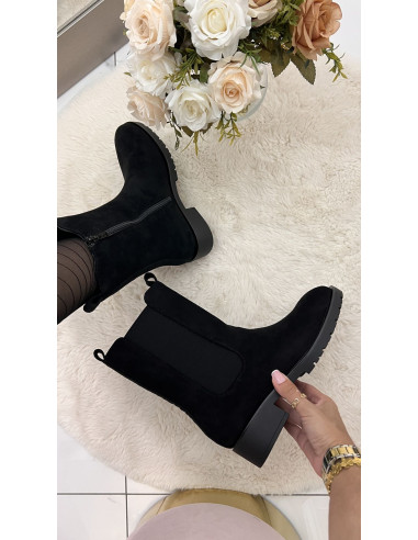 Bottines effet daim noire