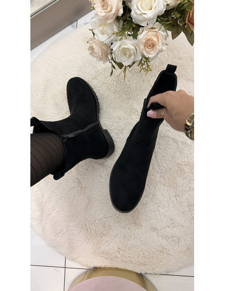 Bottines effet daim noire