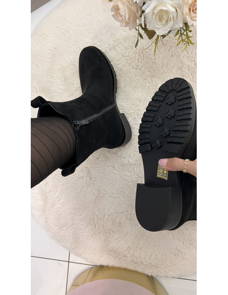 Bottines effet daim noire