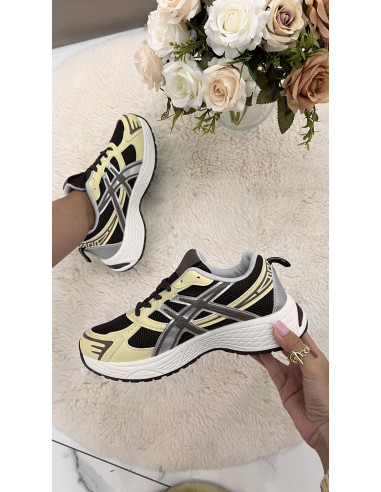 Baskets souples marrons jaunes