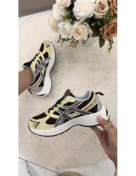 Baskets souples marrons jaunes