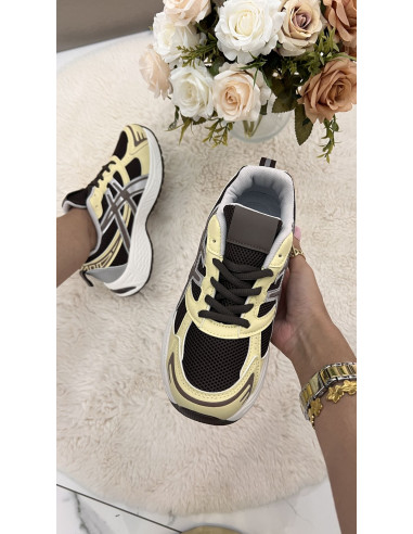 Baskets souples marrons jaunes