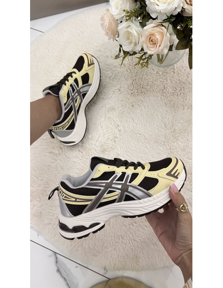 Baskets souples marrons jaunes