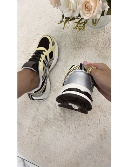 Baskets souples marrons jaunes