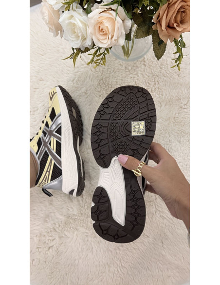 Baskets souples marrons jaunes