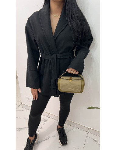 Manteau mi-long a nouer