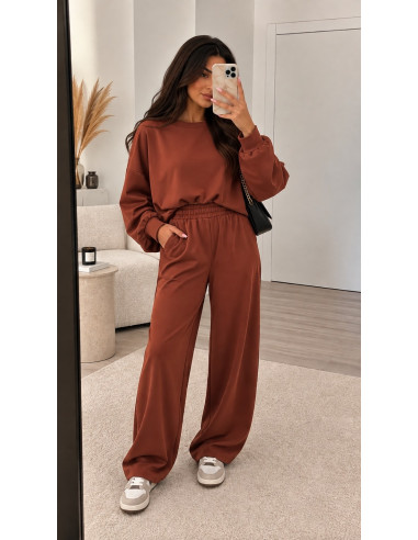Ensemble ballon pull & pantalon terracotta
