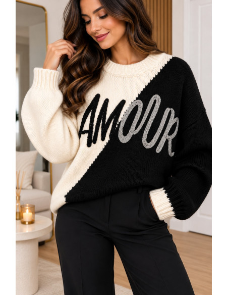 Pull chaud AMOUR bicolore