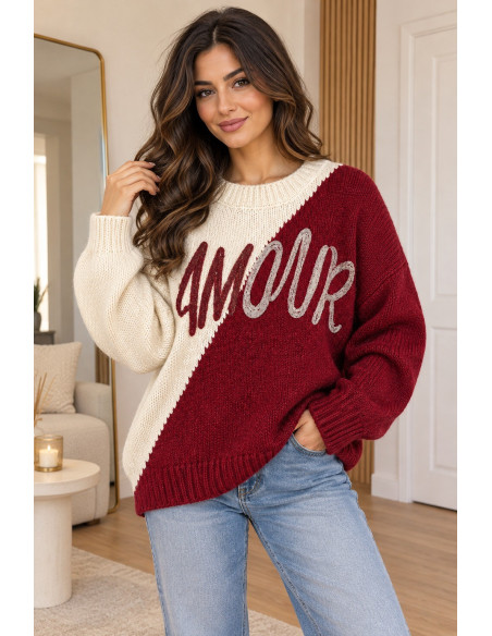 Pull chaud AMOUR bicolore