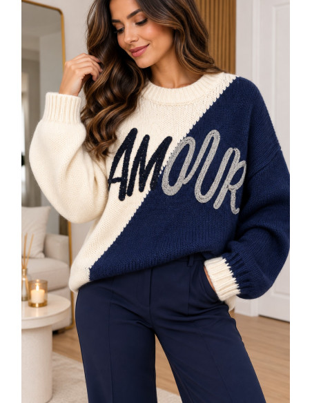 Pull chaud AMOUR bicolore