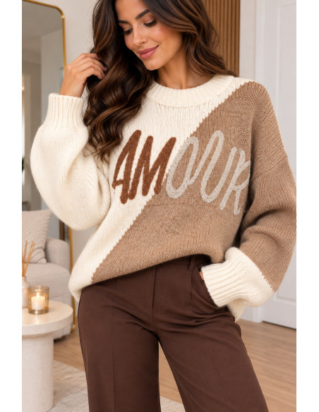 Pull chaud AMOUR bicolore